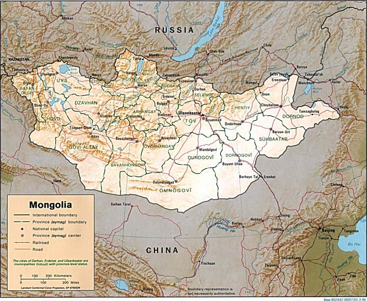 Moğolistan coğrafi harita