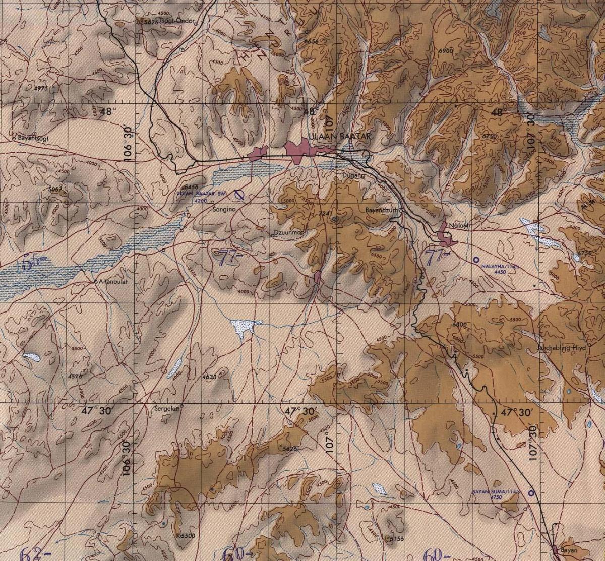 Moğolistan haritası topografik