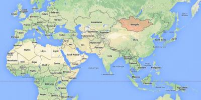 Dünya haritası Moğolistan gösteriliyor 